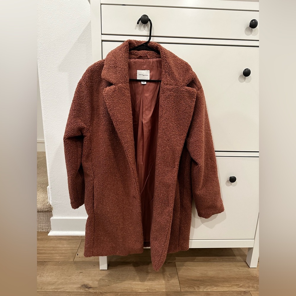 Daily Ritual Women's Warm Brown/Mauve Teddy Jacket